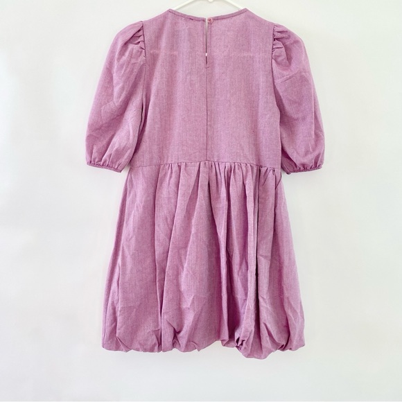 NWT Boohoo Puffball High Waist Mini Smock Dress Petite Purple 0 - Picture 7 of 12